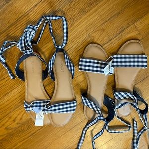 Navy and White Gingham Sandals size 8 NWT Old Navy